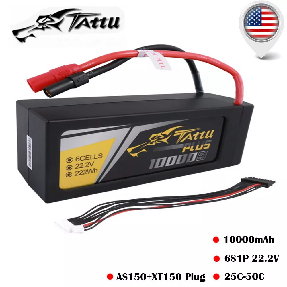 Tattu Plus 10000mAh 25C 6S Lipo Battery AS150 XT150 For DJI S800