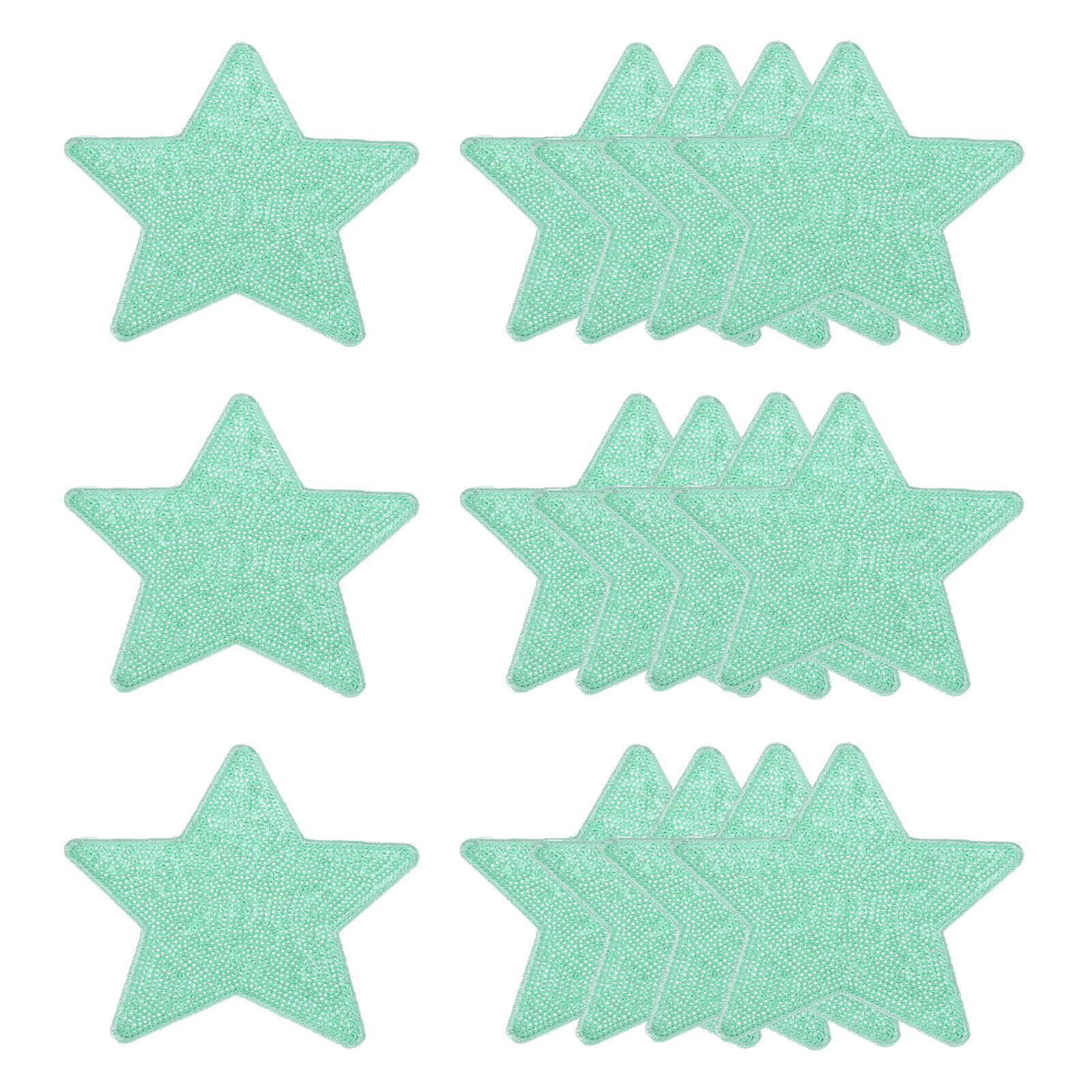 20 Pcs Green Sequin Star Iron-On Patches 5 x 4.7 Inch