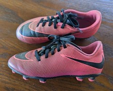 Nike Bravata II FG Youth Soccer Shoes Size 1 Pink w Black Outdoor Cleats 844442