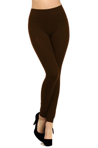 Women Fleece Lined Stretch Leggings Warm Winter Thermal Brown One Size S M  L | eBay