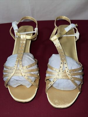 gold satin dress shoes Carolyn Gold Low Stiletto Heel Sandal – SCHUTZ main image 0