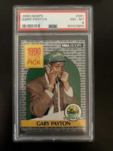 GARY PAYTON RC 1990 HOOPS ROOKIE #391 SUPERSONICS PSA 8 NM-MINT