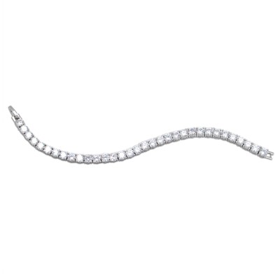 28.38Cts D/VVS1 Round Shape Solitaire Women's Bracelet In 925 Sterling Silver