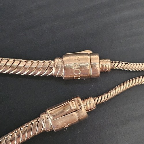 Pandora Rose Gold Cz Slider Snake Chain Adjustable Bracelet 589652 Free Post - Picture 6 of 12