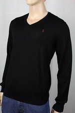 Polo Ralph Lauren Black Merino Wool Sweater Plum Pony NWT