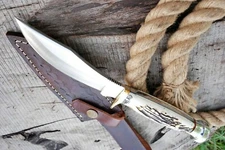  STAG CUSTOM HANDMADE HUNTING TACTICAL CAMPING BOWIE KNIFE ANTLER GRIP COVER EDC