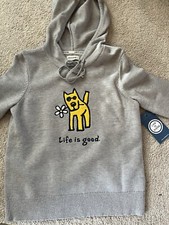 Women  s Life Is Good Sweatshirt Dog Size S