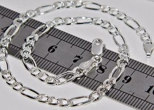Sterling Silver Solid Figaro Curb Anklet Ankle Bracelet - 10 inch - 925 Silver