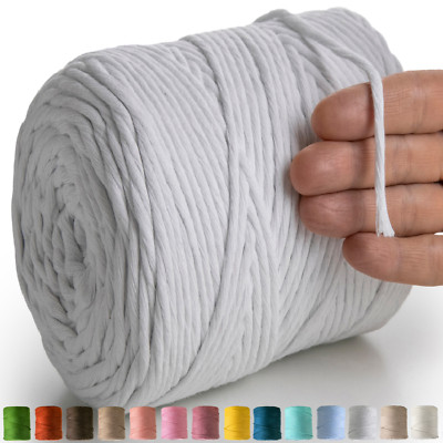 MeriWoolArt Makramee Garn 4mm 225m -  Baumwollgarn Kordel, Dicke Macrame Cord