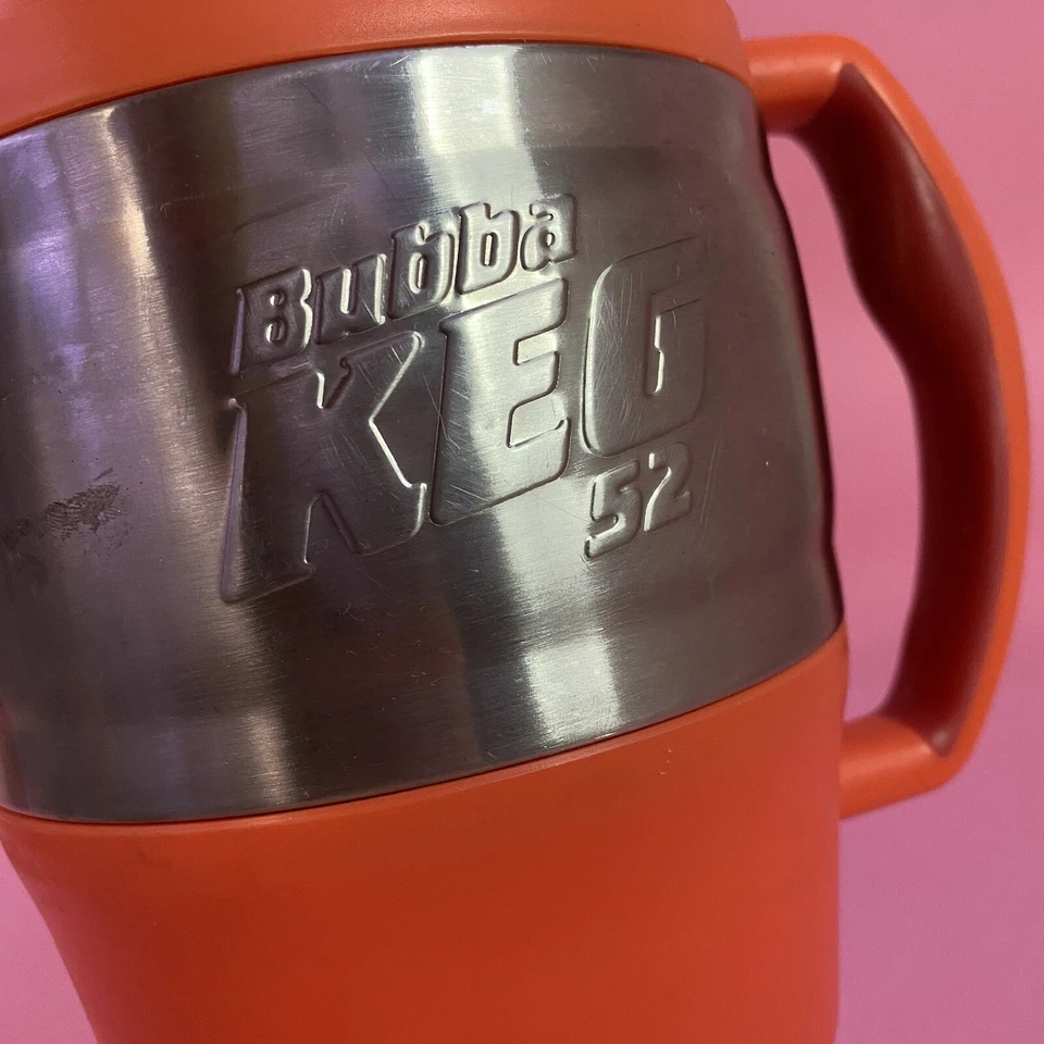 Taza de viaje aislada de acero inoxidable naranja y cromo Bubba Keg 52 OZ Foto 2 de 4