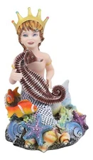 Ebros Sheila Wolk Ocean Treasure Chest Merboy with Sea Buddies Statue 7" Tall