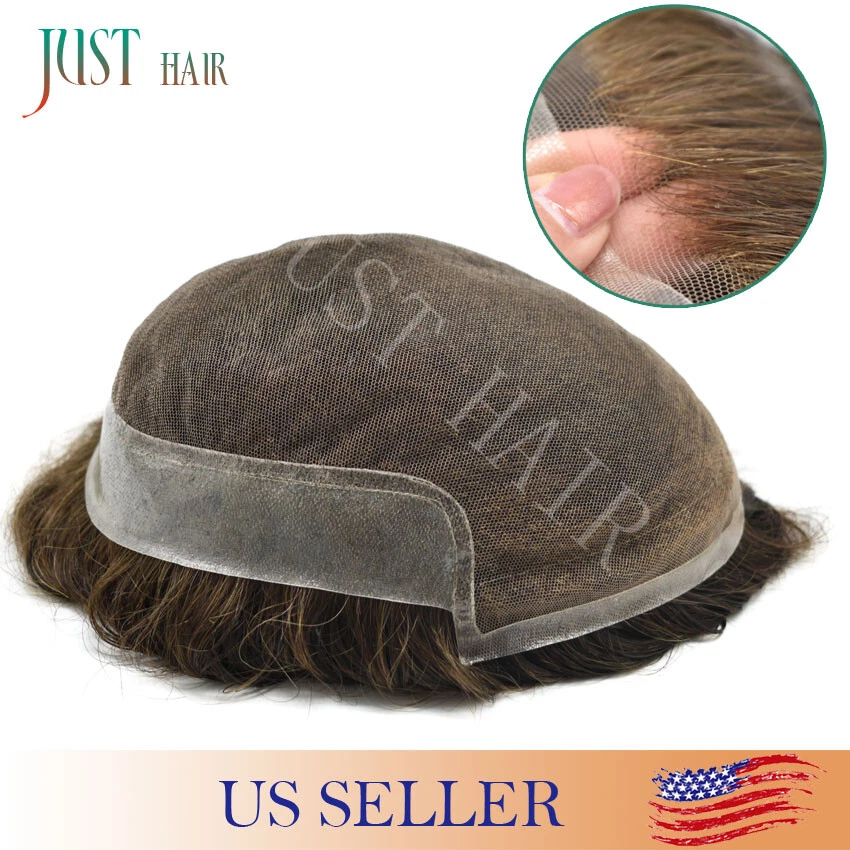 French Lace Front Mens Toupee Poly Skin Hairpieces Human Hair Replacement System - Image 2 of 4