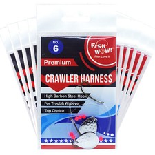 10pks Fish WOW!® 2-hook 12" Crawler Harness rig Walleye silver blade Spinner #6