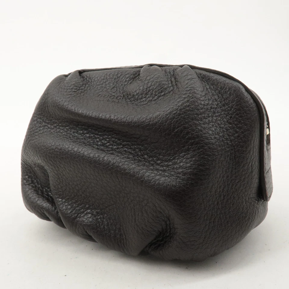 Auténtica bolsa de bambú GUCCI bolsa de cosméticos cuero marrón 246175 usada Foto 3 de 4