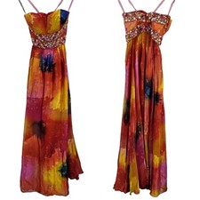 Womens Alexia Gown Silk Stapless Jeweled Bustier Fairycore Acid Pixie Rainbow 2