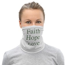 NEW Faith Hope Love Face Mask Neck Gaiter Light Gray