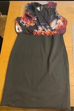 Chiffon Top Bodycon Dress By Quiz Size 14