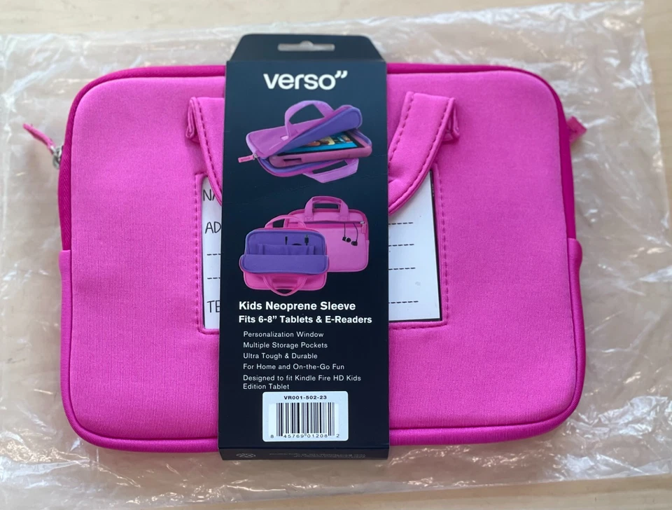 Verso Kids 6" to 8” Universal Tablet E Reader Kindle Neoprene Sleeve Pink (A110) - Image 3 of 4
