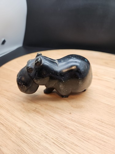 Hand Carved Polished Stone Ornament-Hippo/Hippopotamus-Small Ornament/Figurine - Picture 5 of 8
