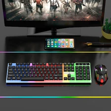 Wired Gaming Keyboard and Mouse Kit Backlit Mechanical for Computer Desktop