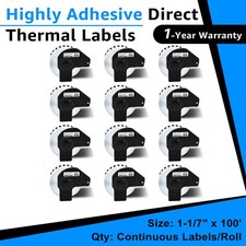 12Rolls Continuous Paper Tape For Brother QL-1050 Label DK-2210 Permanent Frame