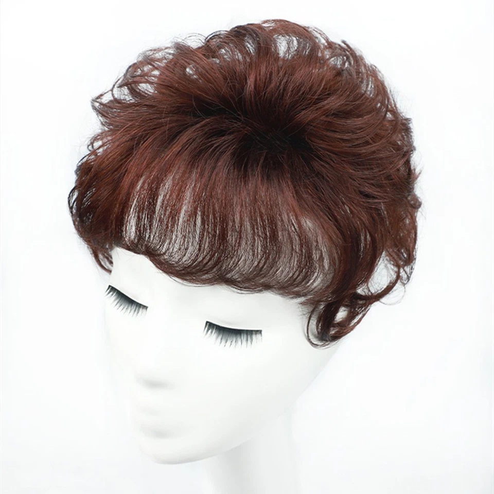 Peluca Top 100 % cabello humano corto ondulado toupee rizado para mujer hombre Foto 2 de 4