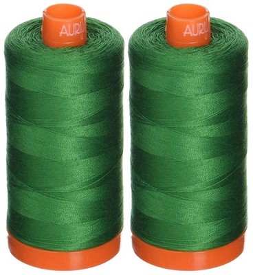 2 PCS Mako Cotton 50wt Thread Solid Green 1422 Yard Each Craft Sewing
