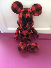 Disney x American Eagle Mickey Mouse Red Black Plaid 12 Tall Plush
