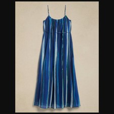 Banana Republic Organza Tie-Waist Maxi Dress, Women's Size XL - Blue Stripe