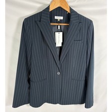 NWT Calvin Klein Blue Pinstripe Button Front Blazer Womans Size 10