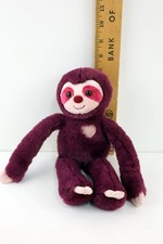 Aurora 12" Sweety Luxe Burgundy Pink Very Soft Sloth Heart Plush Stuffed Animal