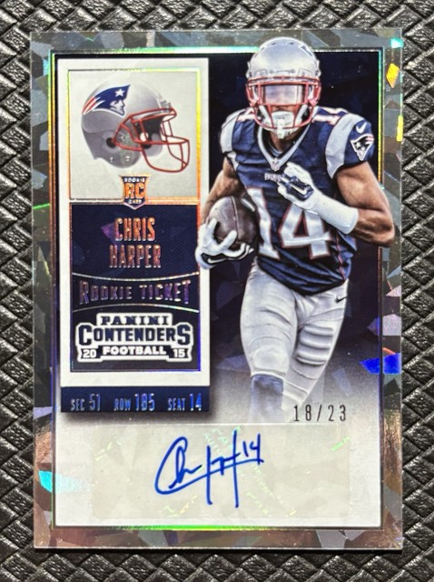 Chris Harper 2015 Panini Contenders Cracked Ice Rookie Auto SSP /23 Patriots RC