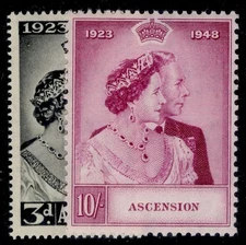 ASCENSION GVI SG50-51, 1949 ROYAL SILVER WEDDING set, NH MINT. Cat £50.