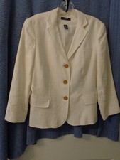 Chaps White Linen Blazer Jacket L VGUC