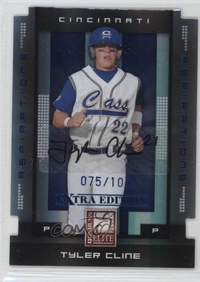 2008 Donruss Elite Extra Edition Aspirations Die-Cut 75/100 Tyler Cline Auto 0c2