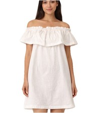 H&M White Cotton Blend Off Shoulder Dress size 4 Minimal Chic Summer