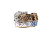 Angel Ranch Western Belt Girls Beaded Cactus Inlay FloralD130003197