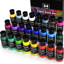 Paint for Fabric 24 Colors Set Clothes Upholstery Shoe Sneaker Decorating