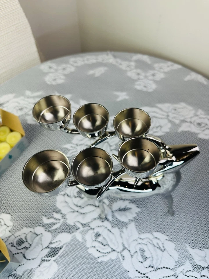 Pottery Barn Silver Plated  Reindeer Candelabra Candle Holder 11.5” Large Decor - Image 2 of 4