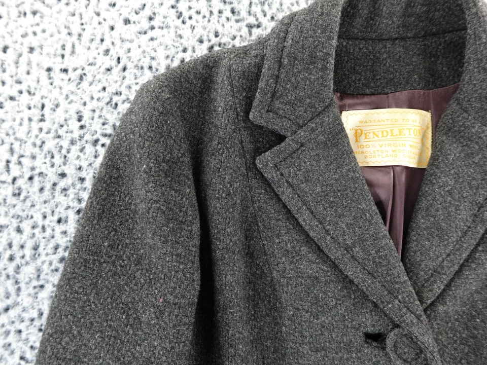 Vintage 1950s Pendleton 100% Virgin Wool Charcoal Gray Town Coat Women’s Sz M - Image 2 of 4