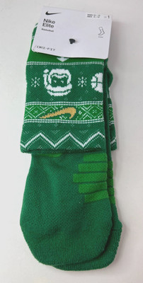 Nike Elite Dri Fit Green Basketball Crew Socks Size Large Unisex Adult Christmas