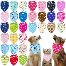 60PCS Dog Bandanas Bulk Cute Paw Triangle, Pet Scarf Neckerchief Bib Costume