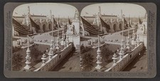 St Louis Missouri 1904 World s Fair Palace of Transportation Flags Stereoview