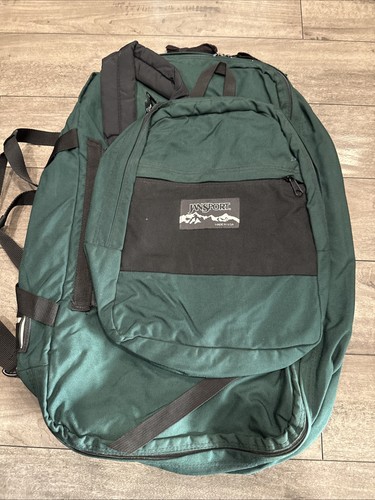 Vtg. 90's JANSPORT Large Green Hiking Backpack 3 in 1 Convertible Travel Bag