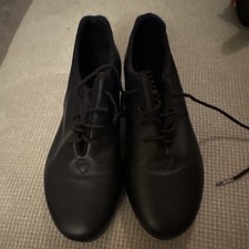 Bloch Black Lace-Up Tap Dance Shoes w/ Toe & Heel Metal Tap Plates size 8.5