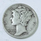 1941 LIBERTY MERCURY 90% SILVER DIME CIRCULATED COIN #5348