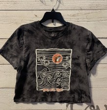 Bucc'ees Youth L Black Gray Tie Dye Crop Top Shirt Buc-cee s Vibes Waves