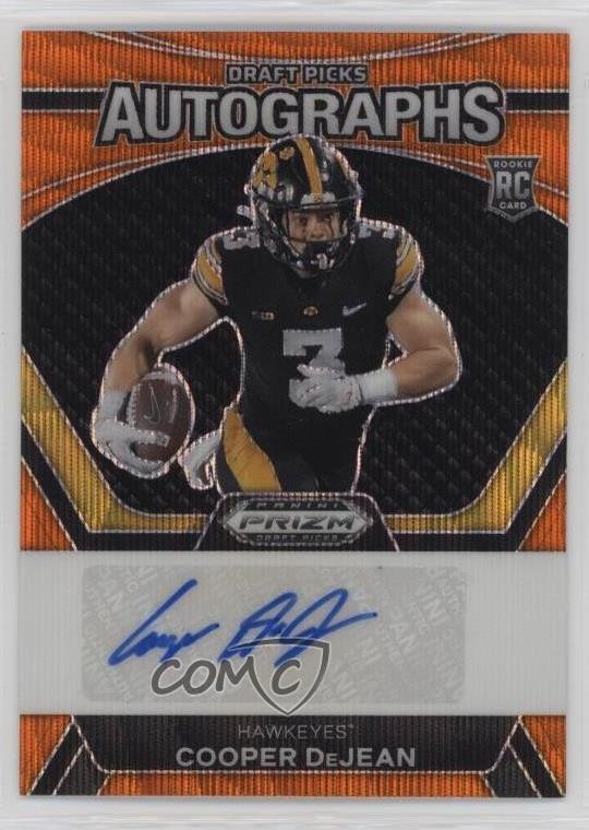 2024 Panini Prizm Draft Picks Orange Wave /75 Cooper DeJean Rookie Auto RC