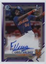 2021 Bowman Chrome Prospects Purple Refractor 74/250 Freddy Valdez Auto 4n0