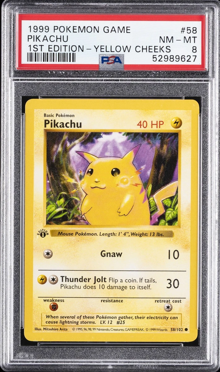 Pokémon TCG Base Set Pikachu Grade 8 Individual Collectible Card